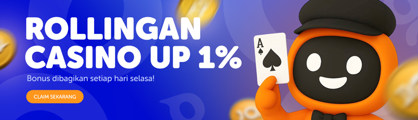 BONUS ROLLINGAN CASINO MINGGUAN UP TO 1%